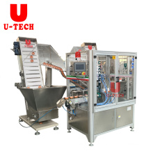 U Tech Completely Automatic 2 Parts Inner Tower Type Flip Top Lid Closer Cosmetic Bottle Cap Assembly Combination Machine